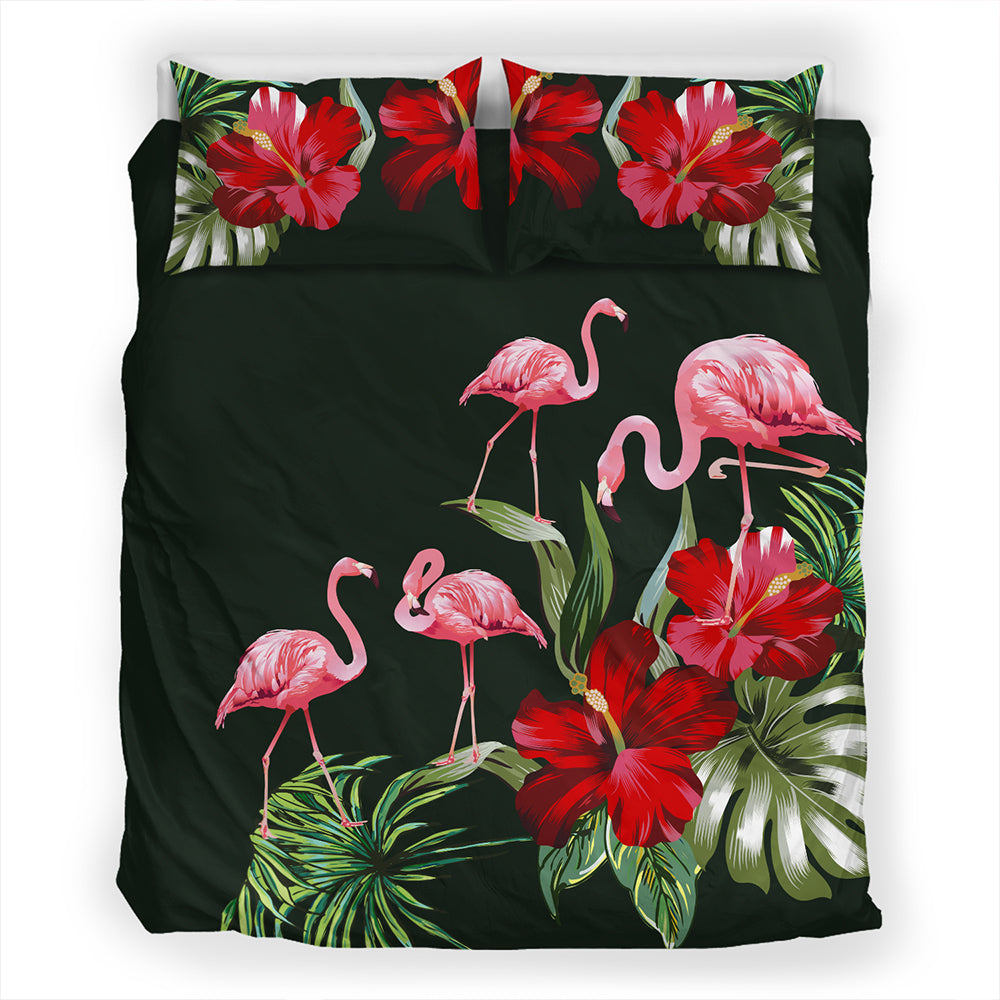 Hawaii Bedding Set Hibiscus Flamingo