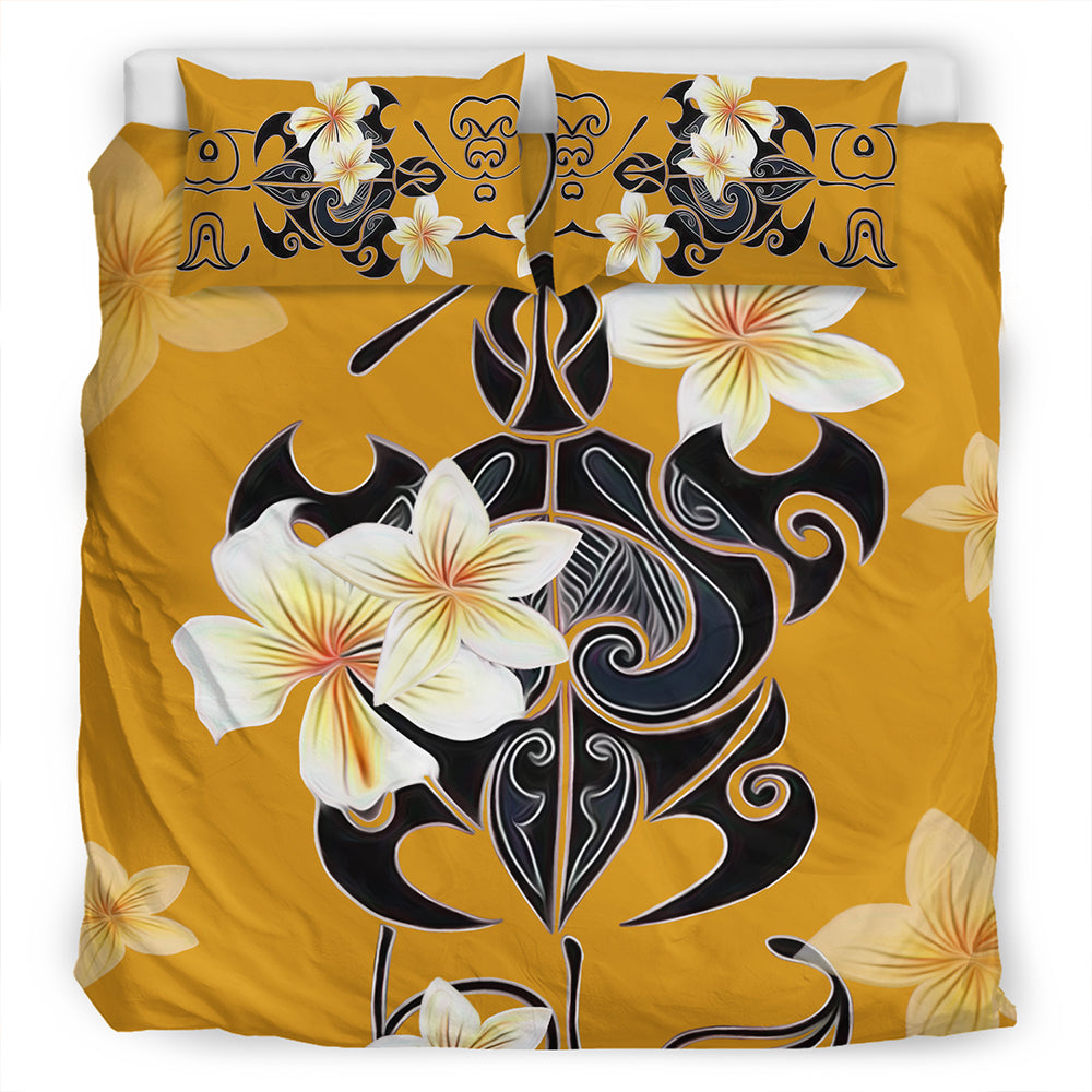 Hawaii Bedding Set Turtle Poly Trinal Plumeria Yellow