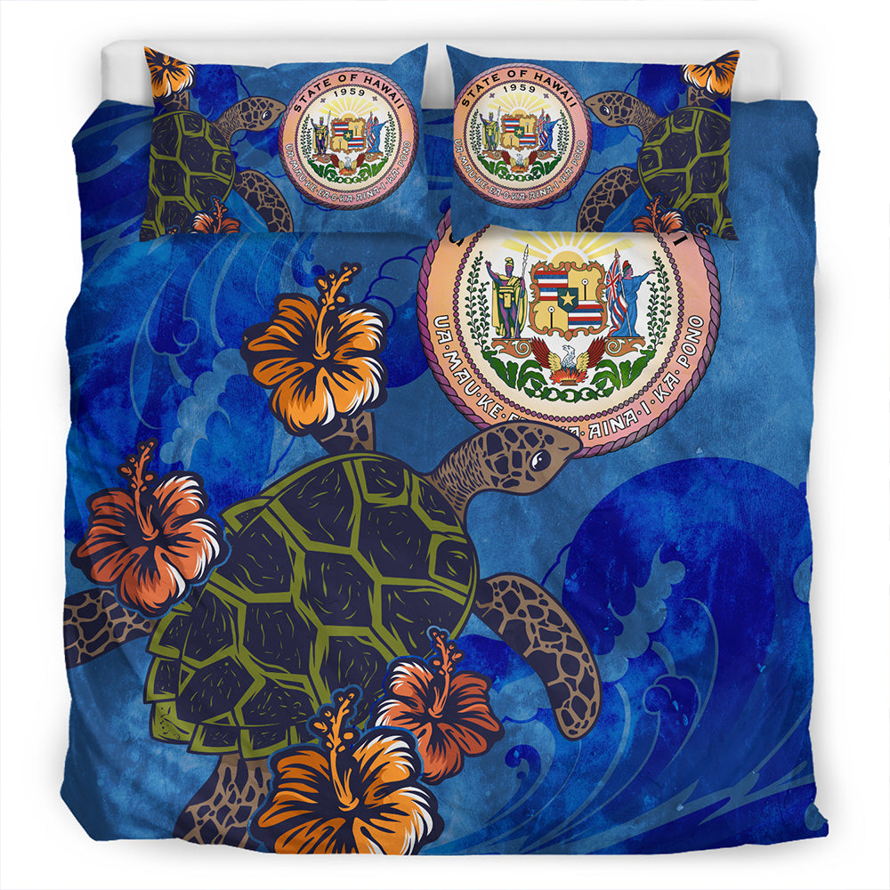 Hawaii Bedding Set Seal Hibiscus Ocean Pin Light Turtle Sea
