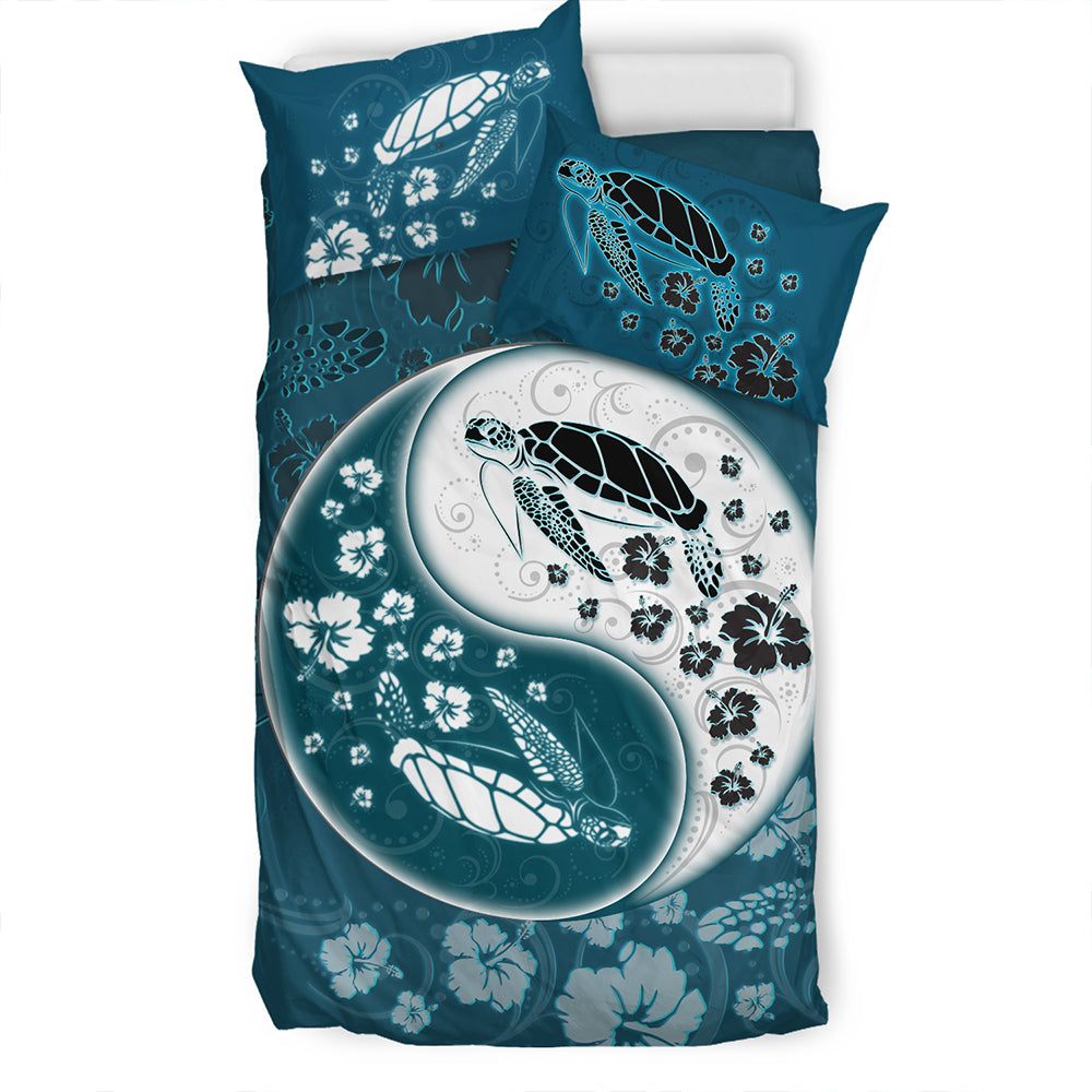 Hawaii Bedding Set Yinyang Turtle Hibiscus