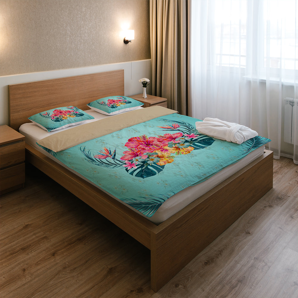 Hawaii Bedding Set Flower Hibicus Plumeria Centre