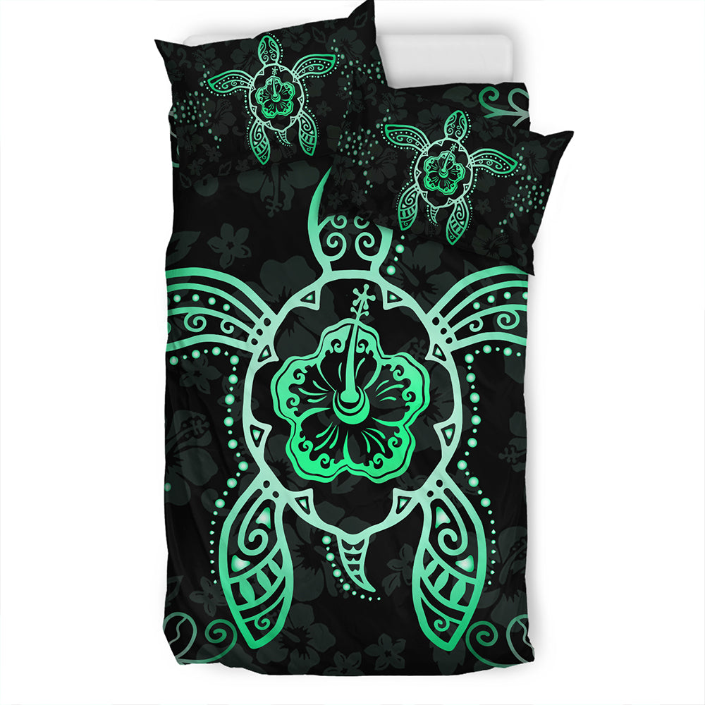 Hawaii Bedding Set Turtle Hibiscus Green New