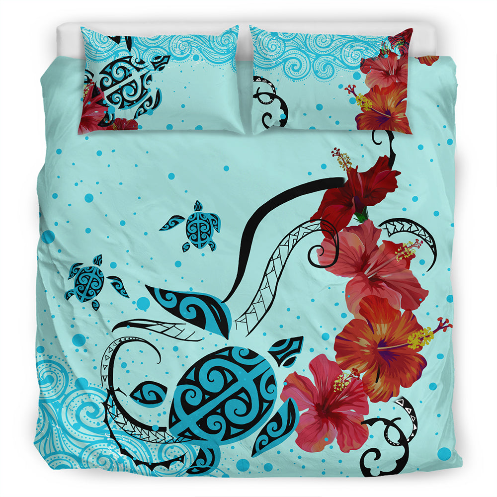 Hawaii Bedding Set Sea Turtle Hibiscus