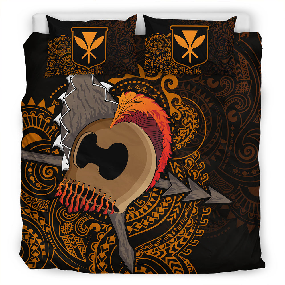 Hawaii Bedding Set Warrior Helmet Polynesian