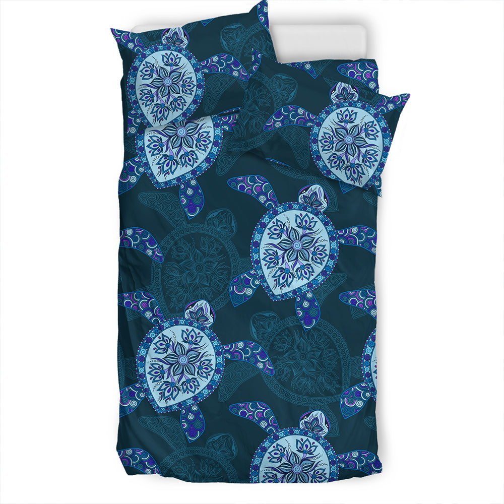 Hawaii Bedding Set Turtle Plumeria Blue