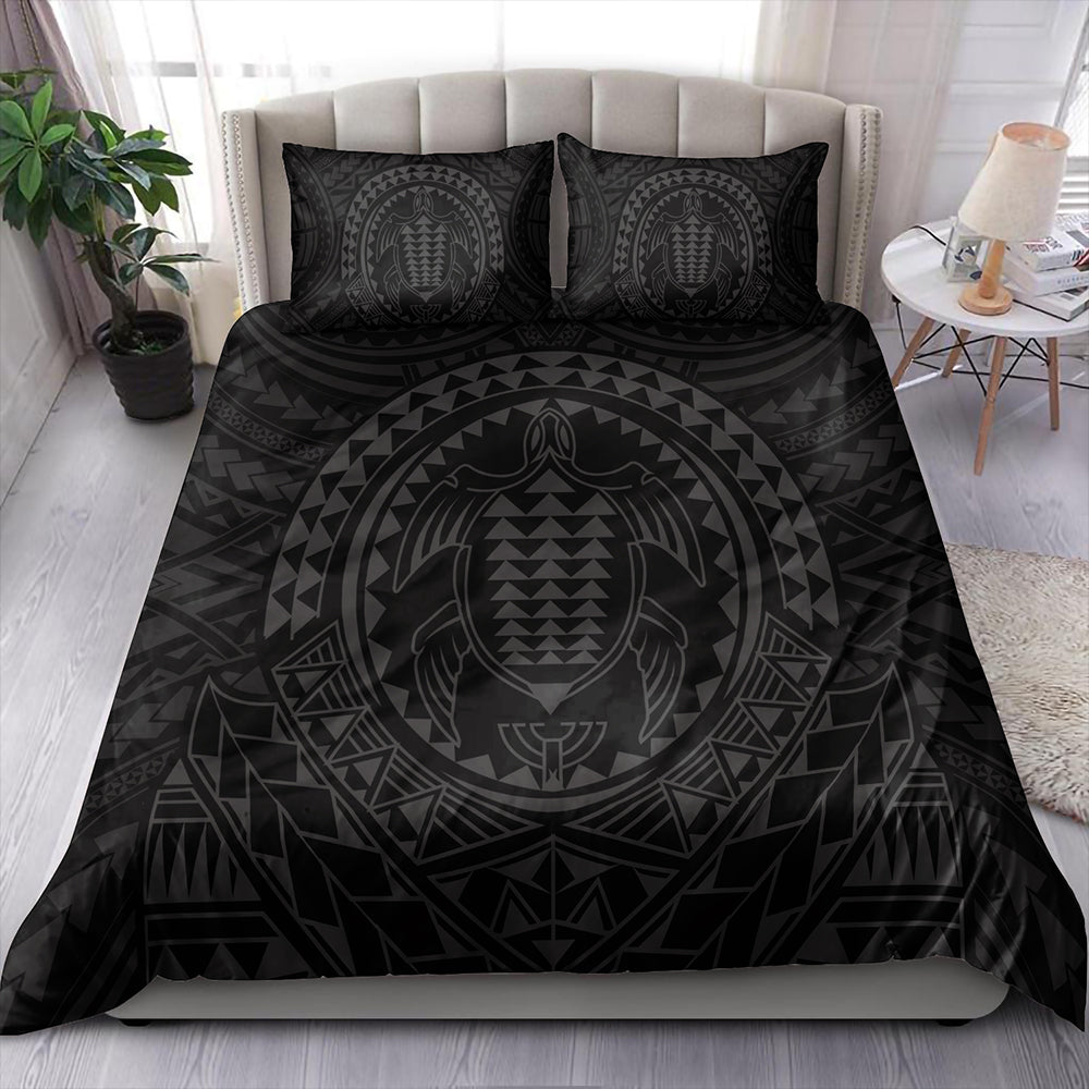 Hawaii Bedding Set Kakau Honu Arc Polynesian Gray