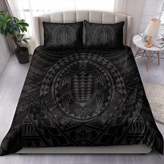 Hawaii Bedding Set Kakau Honu Arc Polynesian Gray