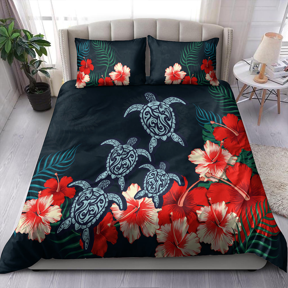 Hawaii Bedding Set Hibiscus And Turtle Skillful