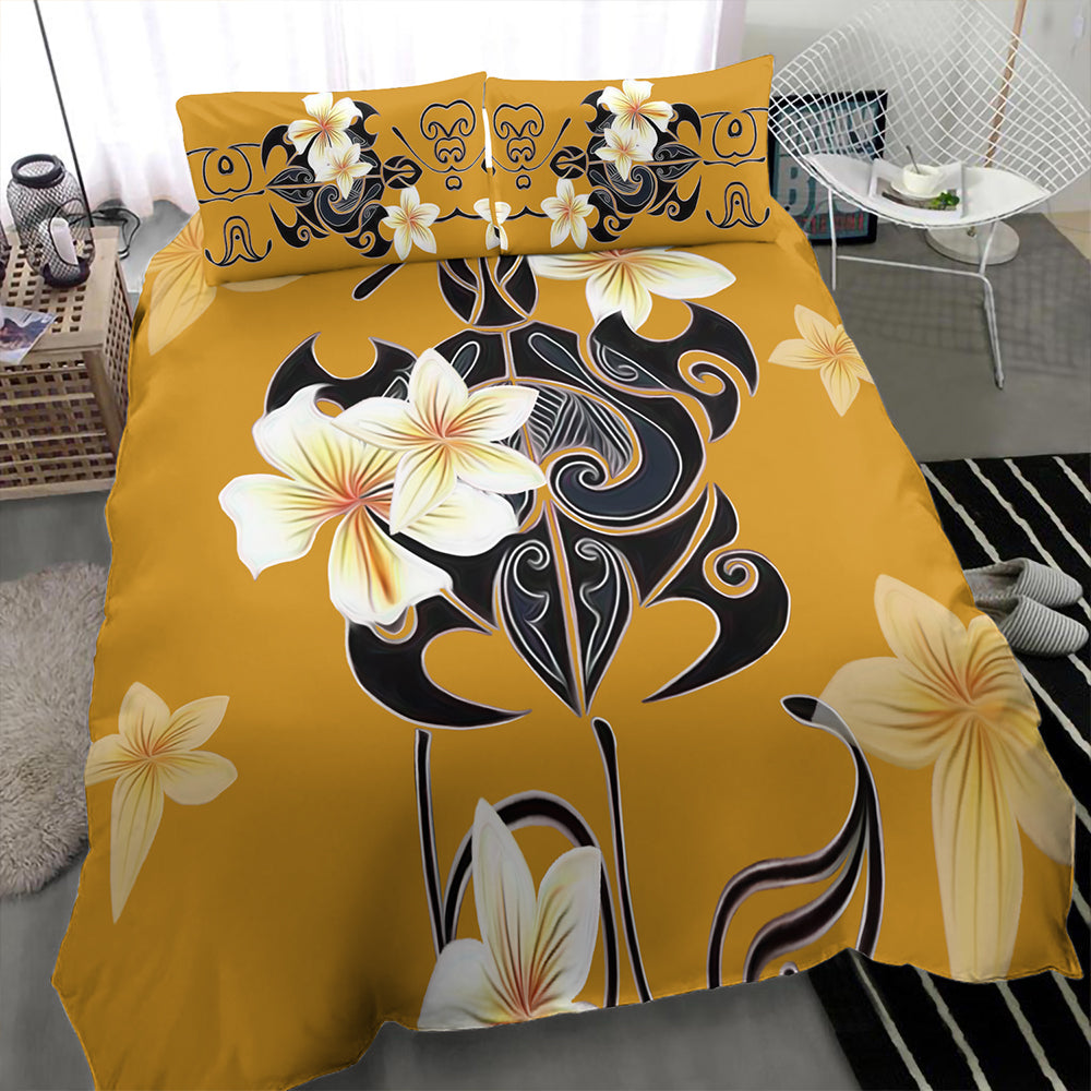 Hawaii Bedding Set Turtle Poly Trinal Plumeria Yellow