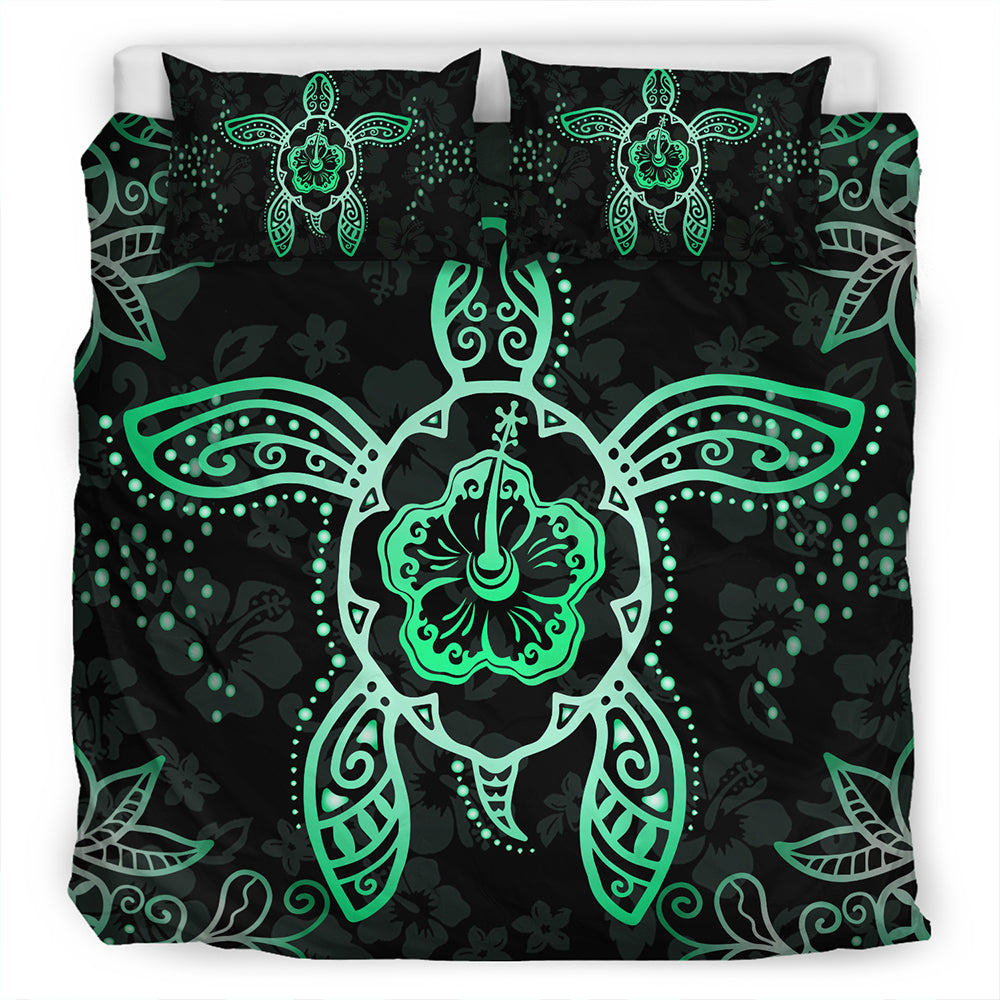 Hawaii Bedding Set Turtle Hibiscus Green New