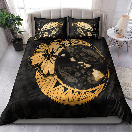 Hawaii Bedding Set Hibiscus Map On The Moon