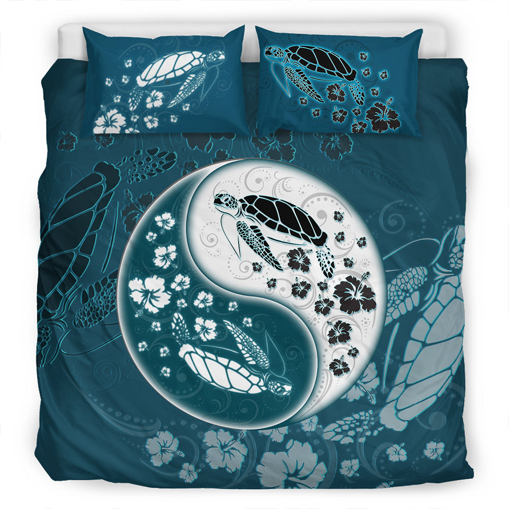Hawaii Bedding Set Yinyang Turtle Hibiscus