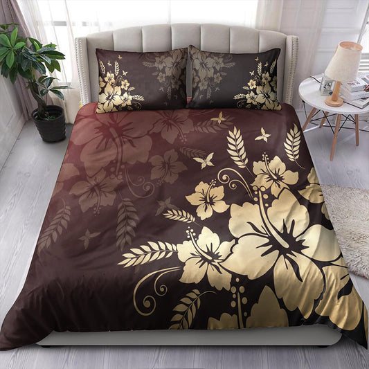 Hawaii Bedding Set Hibiscus Golden Royal