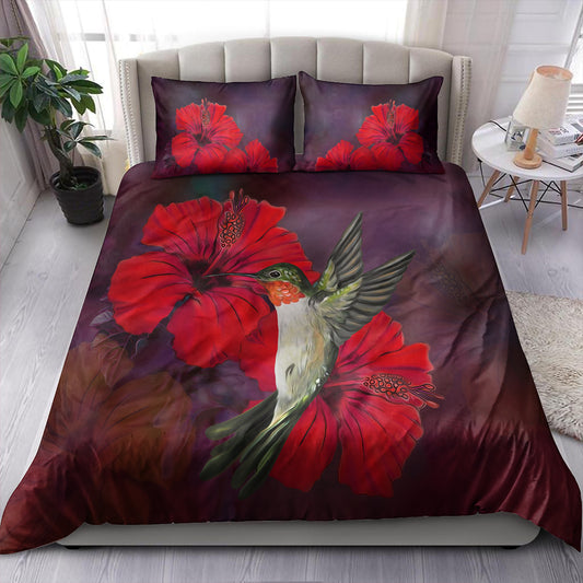 Hawaii Bedding Set Hibiscus Hummingbird