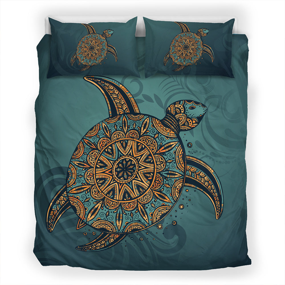 Hawaii Bedding Set Mandela Turtle Royal Blue