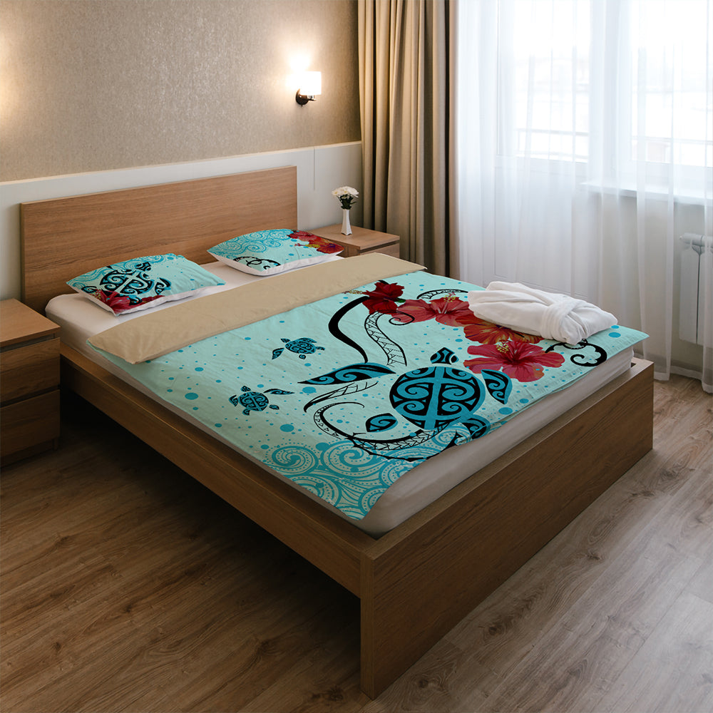 Hawaii Bedding Set Sea Turtle Hibiscus