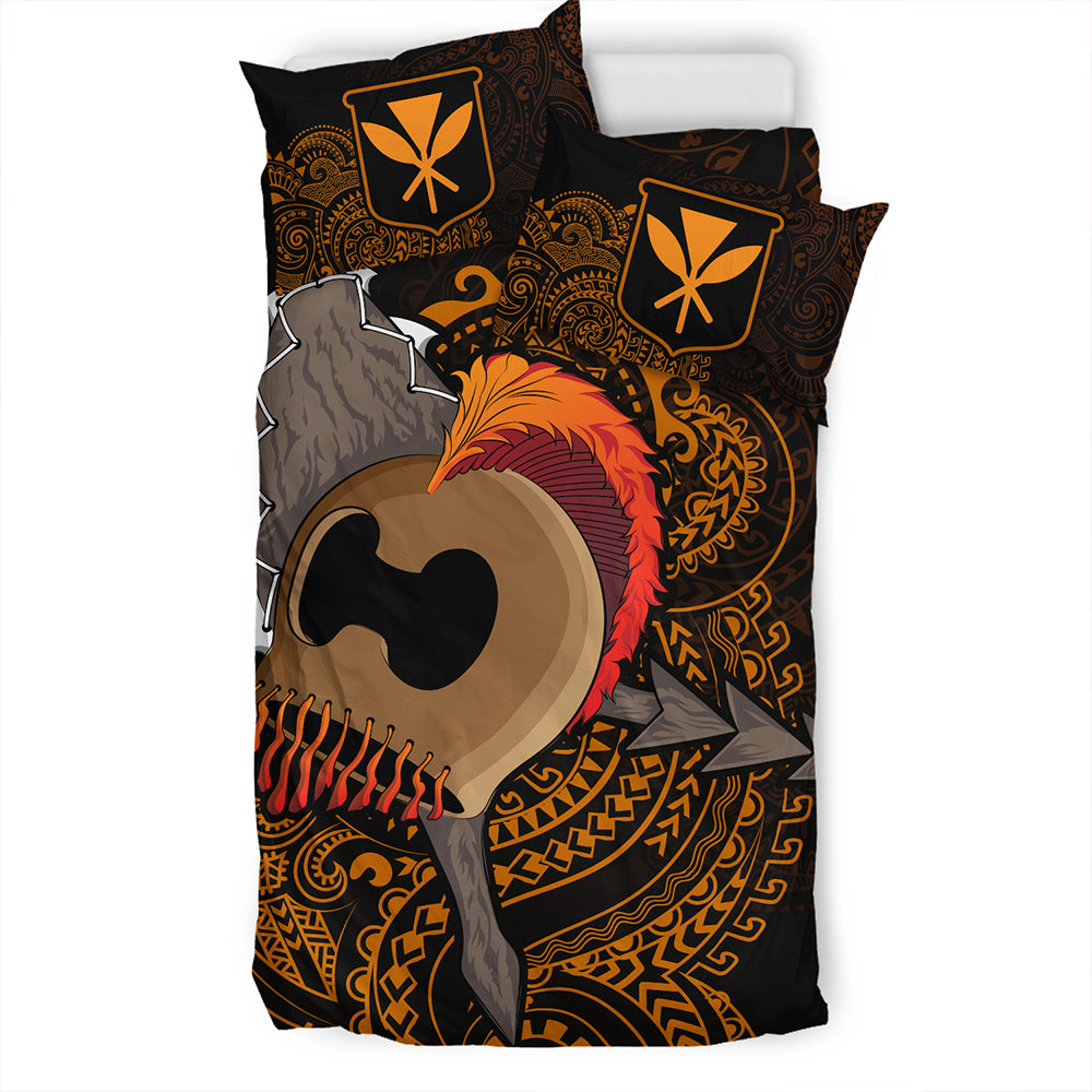 Hawaii Bedding Set Warrior Helmet Polynesian