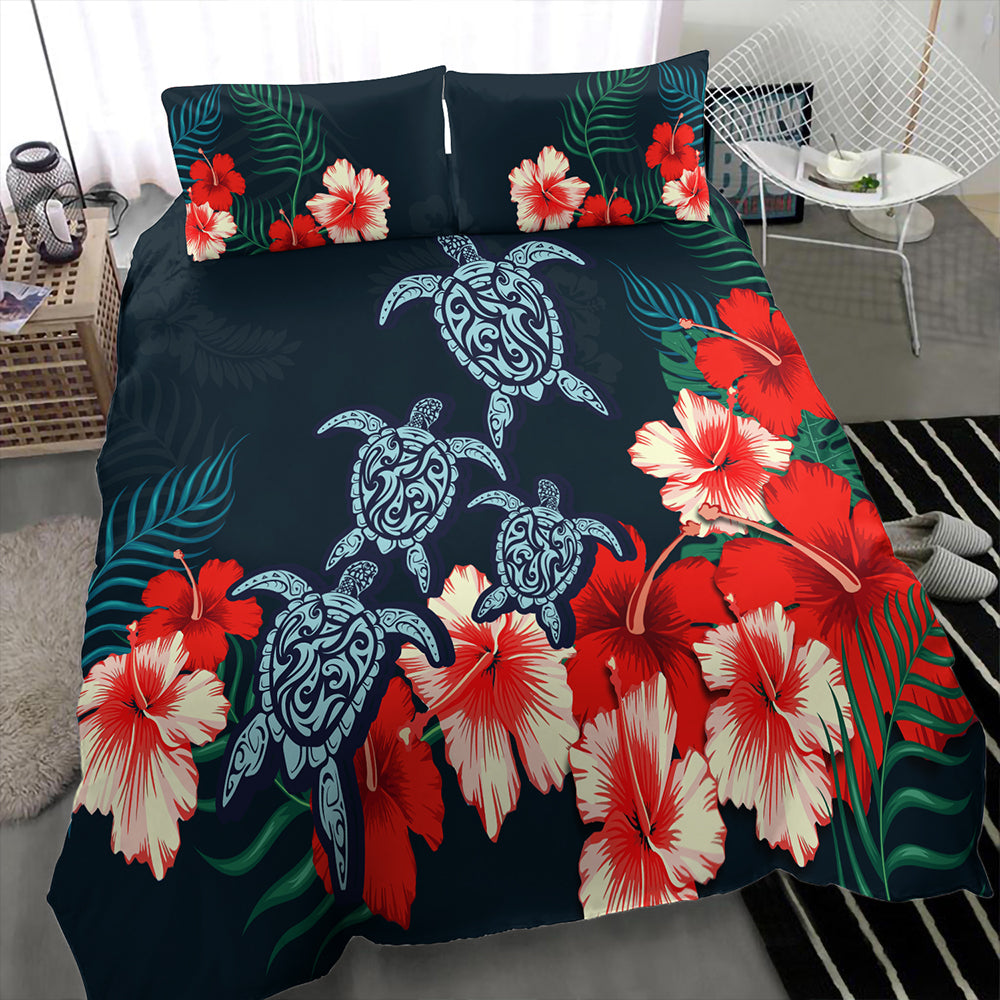 Hawaii Bedding Set Hibiscus And Turtle Skillful
