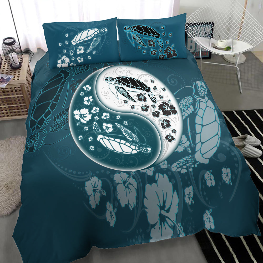 Hawaii Bedding Set Yinyang Turtle Hibiscus