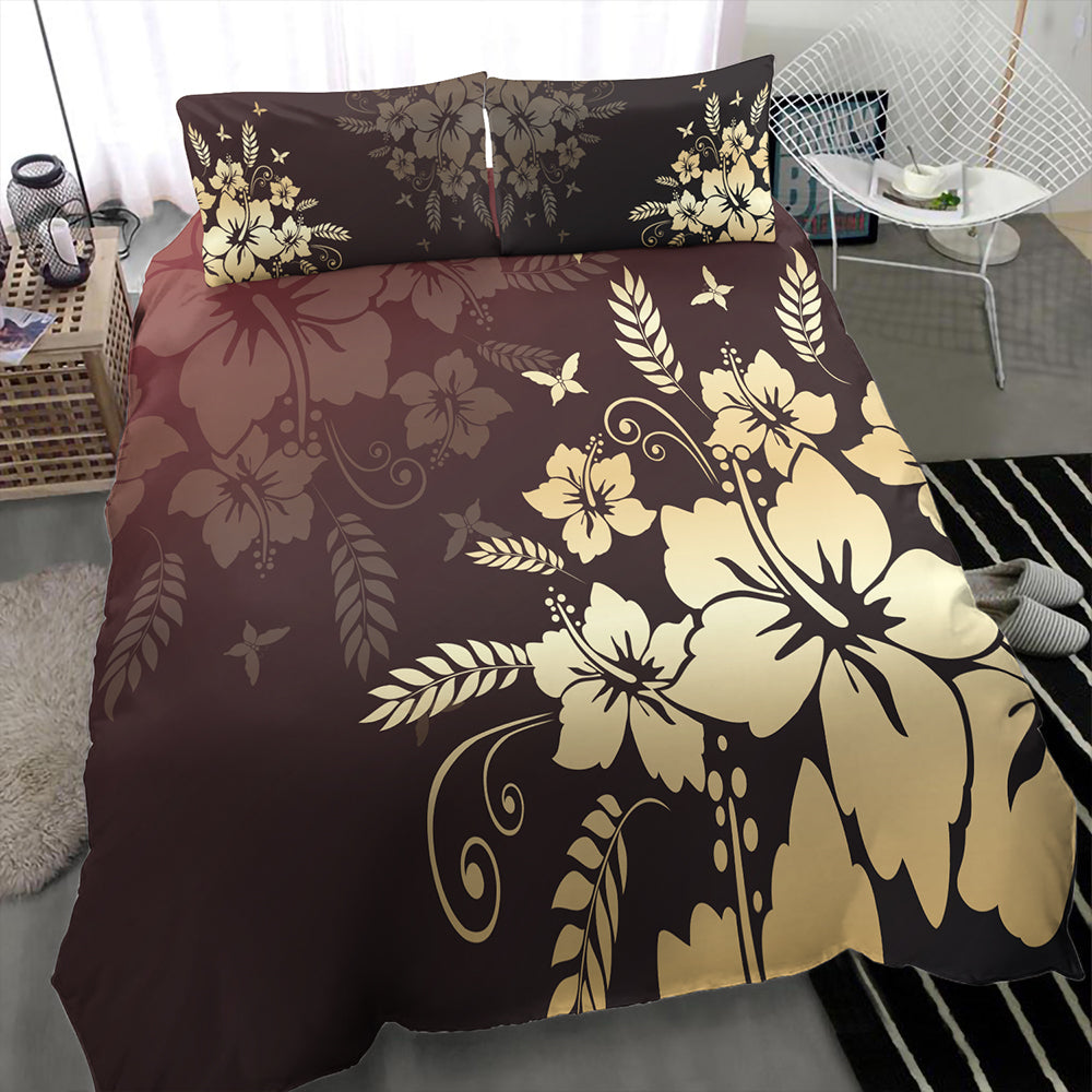 Hawaii Bedding Set Hibiscus Golden Royal