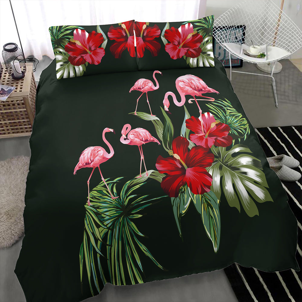 Hawaii Bedding Set Hibiscus Flamingo
