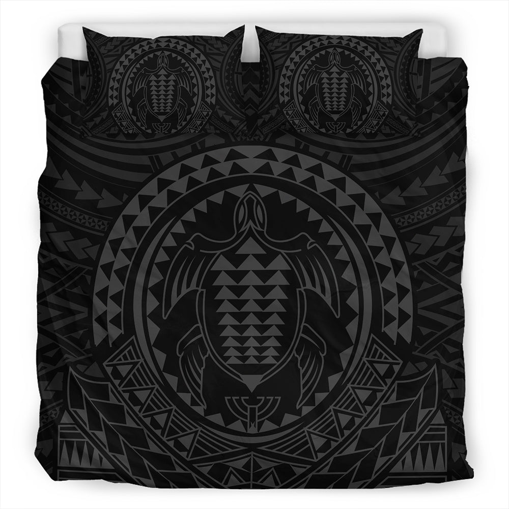 Hawaii Bedding Set Kakau Honu Arc Polynesian Gray