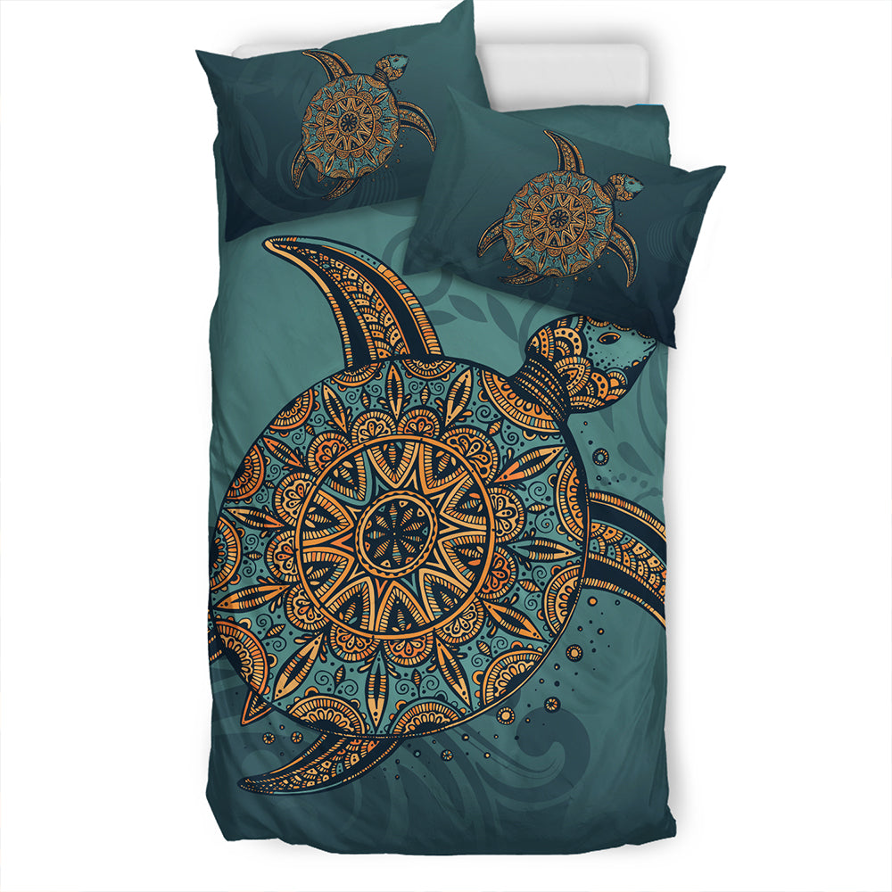 Hawaii Bedding Set Mandela Turtle Royal Blue