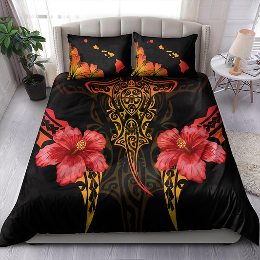 Hawaii Bedding Set Polynesian Hibiscus Animal