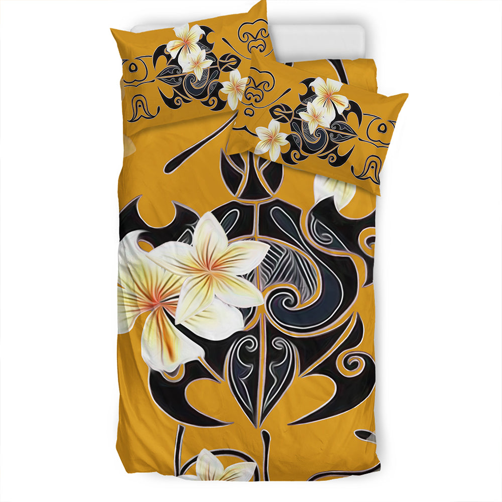 Hawaii Bedding Set Turtle Poly Trinal Plumeria Yellow