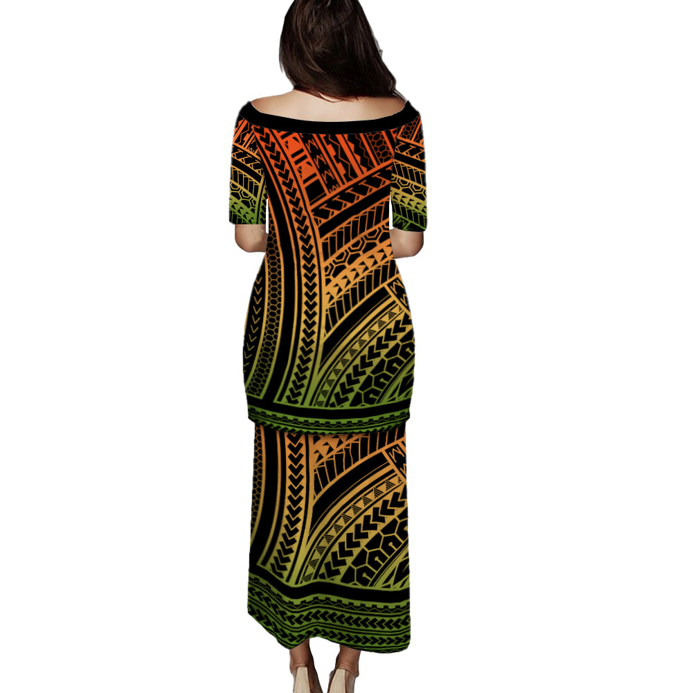 Hawaii Combo Puletasi And Shirt Polynesian Pattern Tattoo Color