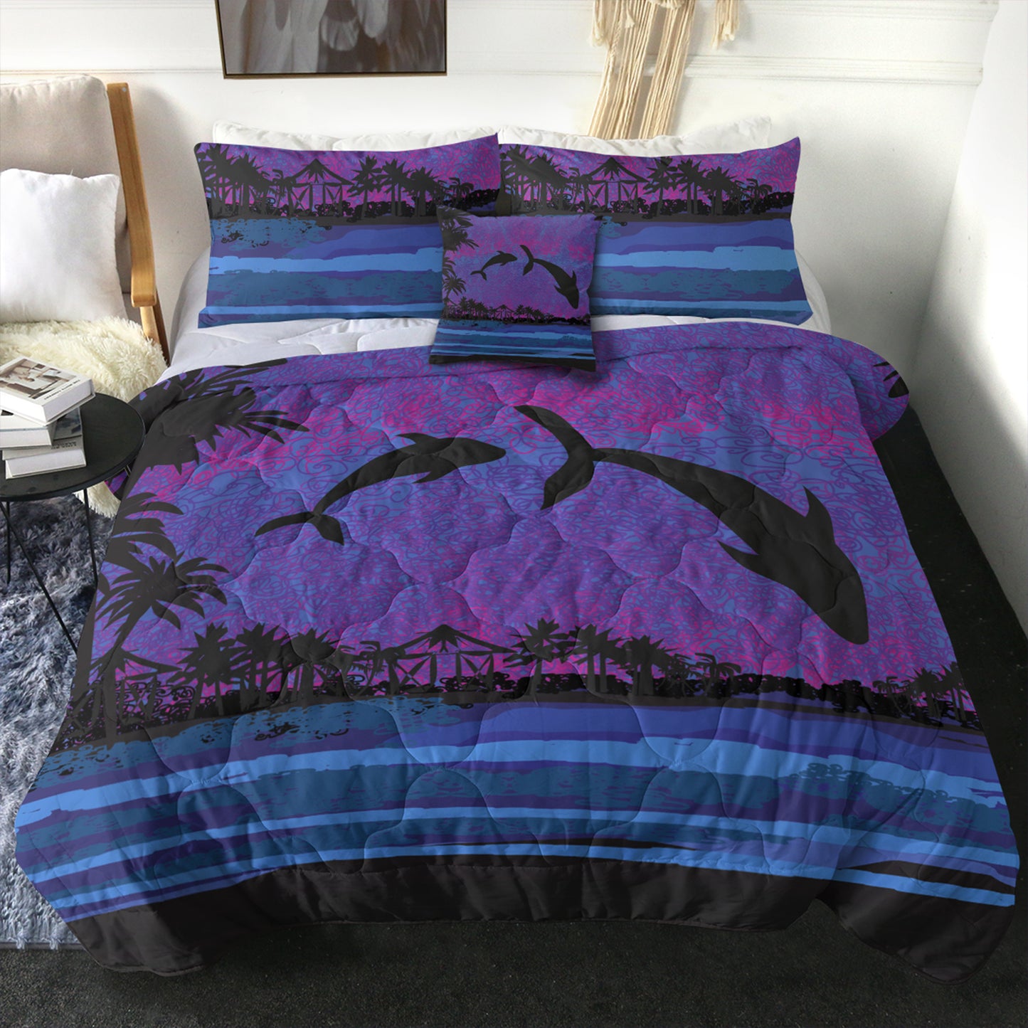 Hawaii Comforter Dolphin Dance In Night