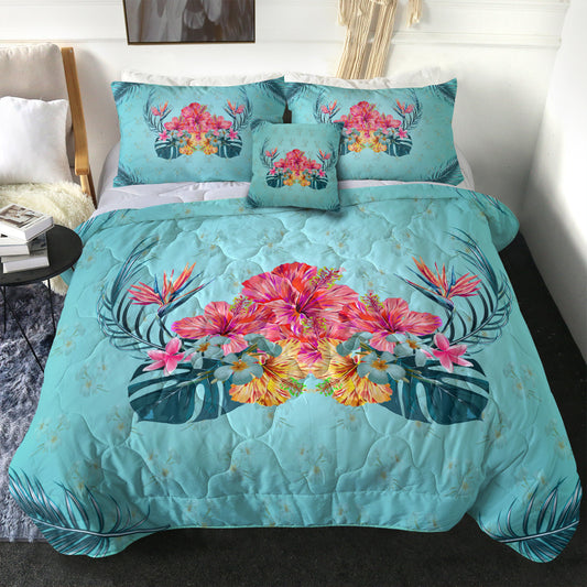 Hawaii Comforter Flower Hibicus Plumeria Centre