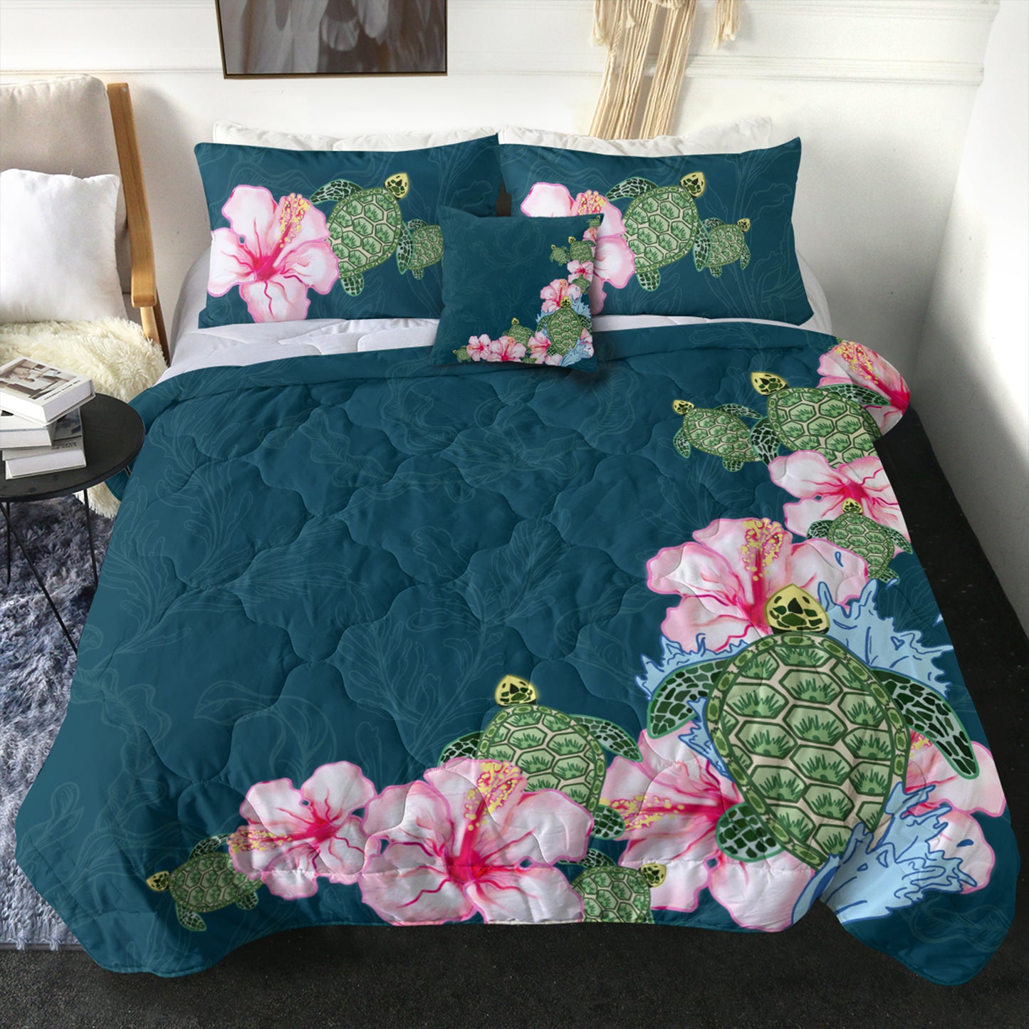 Hawaii Comforter Hibiscus Turtle Dance
