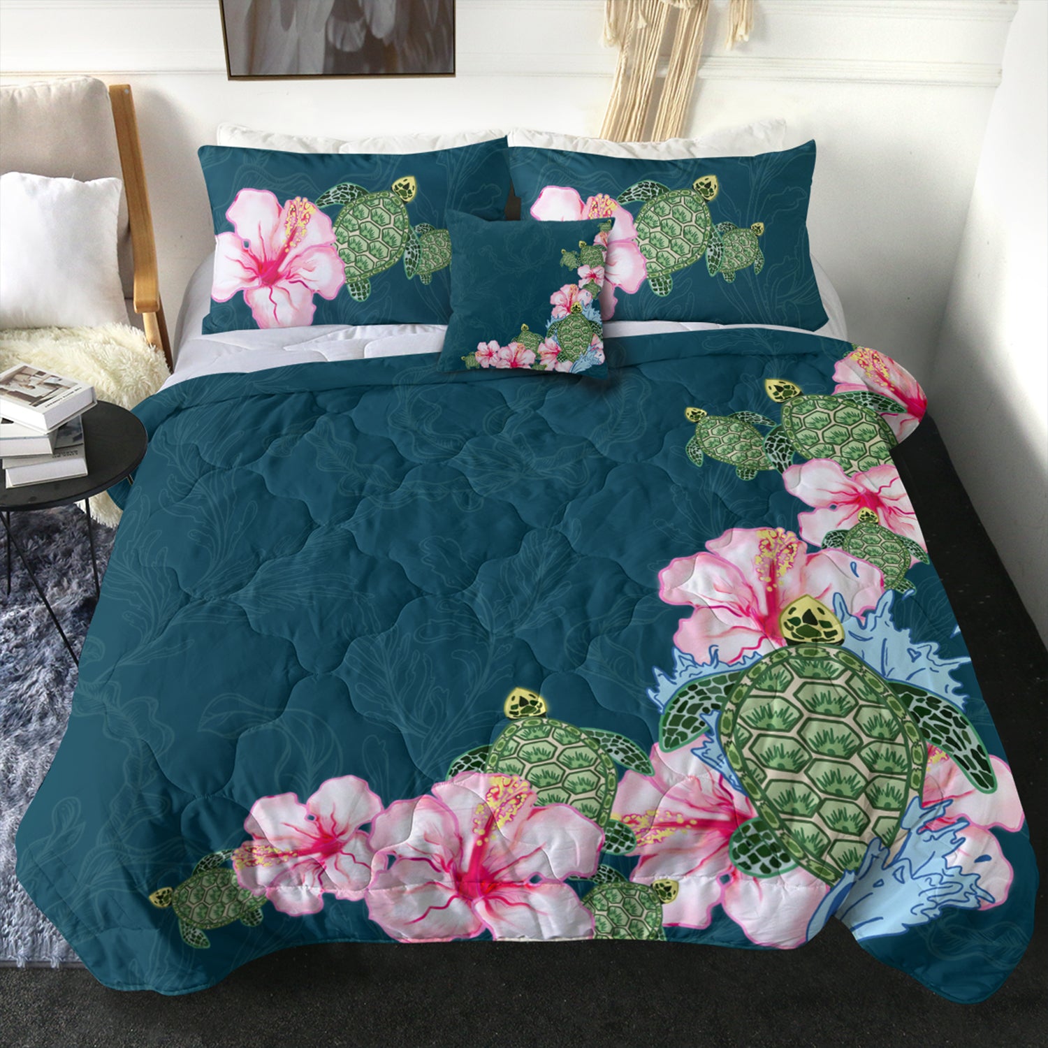 Hawaii Comforter Hibiscus Turtle Dance