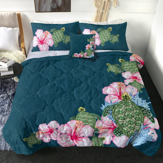 Hawaii Comforter Hibiscus Turtle Dance