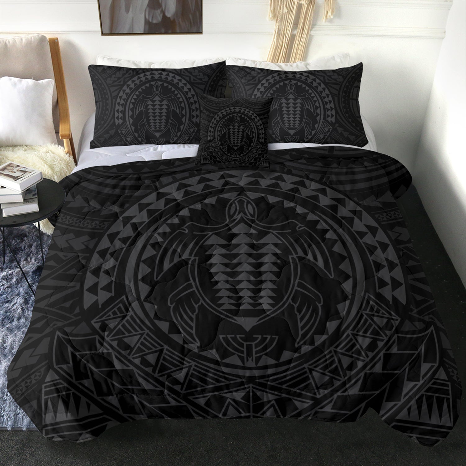 Hawaii Comforter Kakau Honu Arc Polynesian Gray