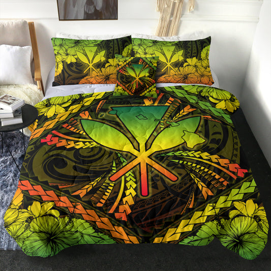 Hawaii Comforter Kanaka Maoli Map Hibiscus Polynesian Kanu