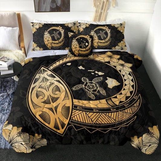 Hawaii Comforter Map Hibiscus Plumeria Turtle Polynesian