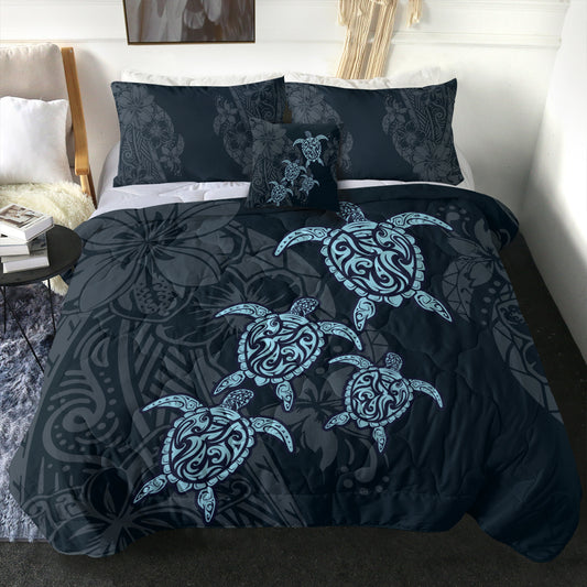 Hawaii Comforter Plumeria Polynesian Deep Sea Turtle