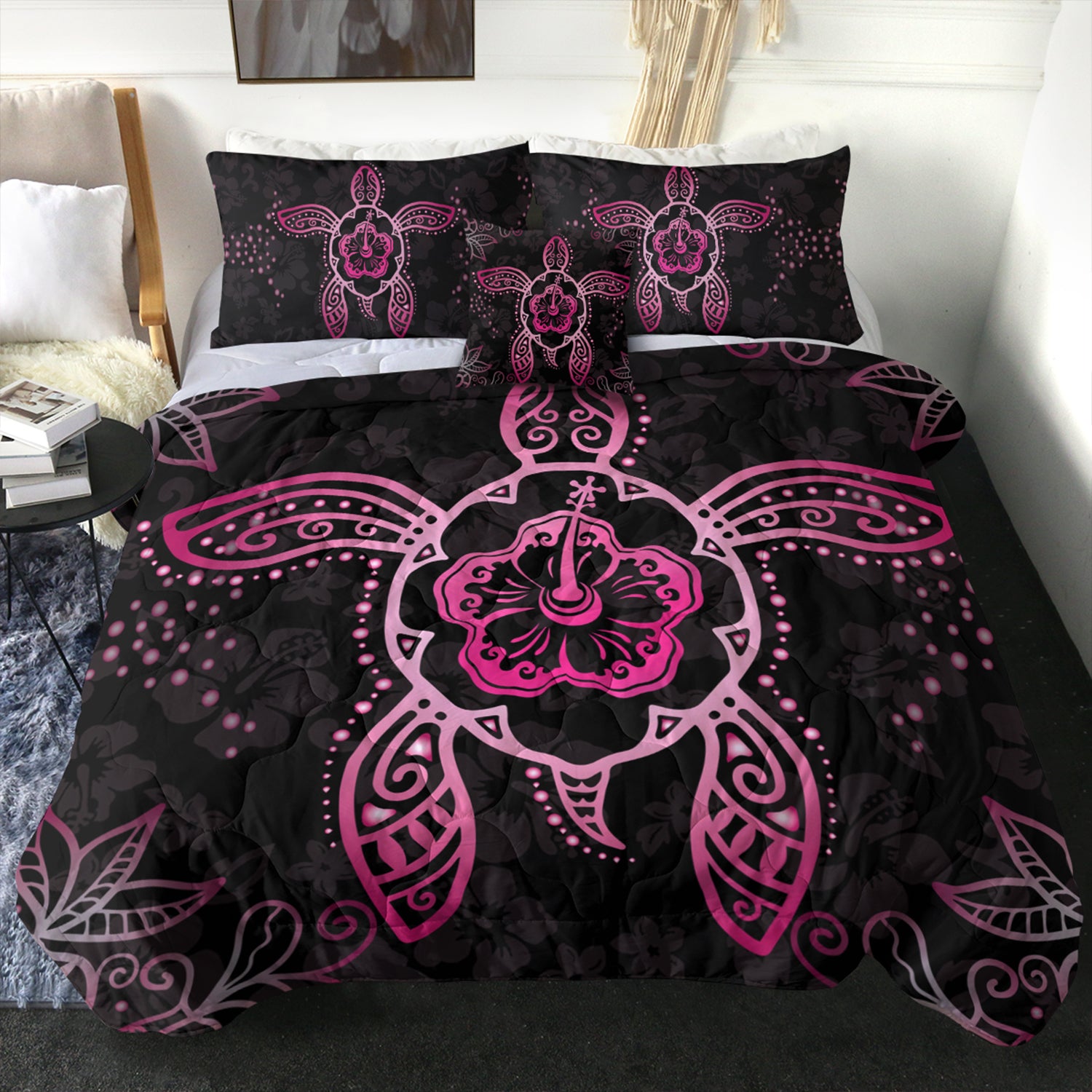 Hawaii Comforter Turtle Hibiscus Pink