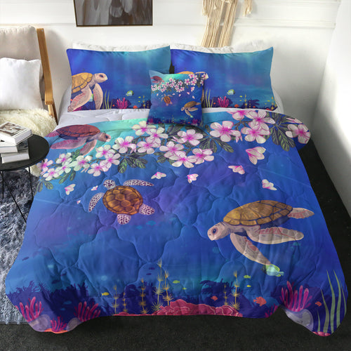 Hawaii Comforter Turtle Plumeria Ocean