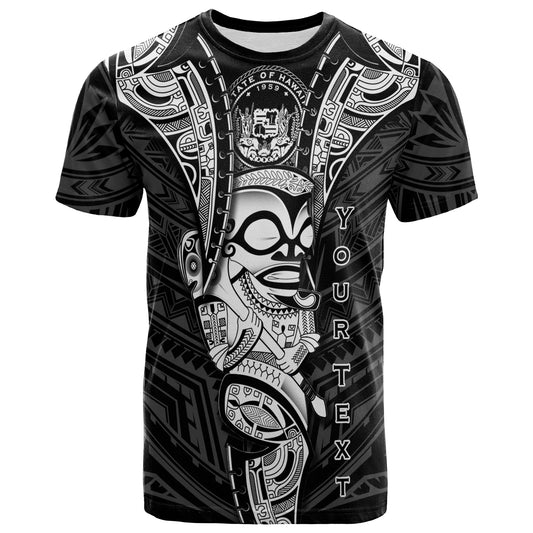 Hawaii Custom Personalized T-Shirt - Polynesian Tiki Warrior Style White