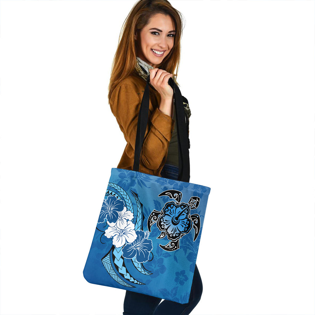 Hawaii Tote Bag Flower And Sea Turtle Polynesian