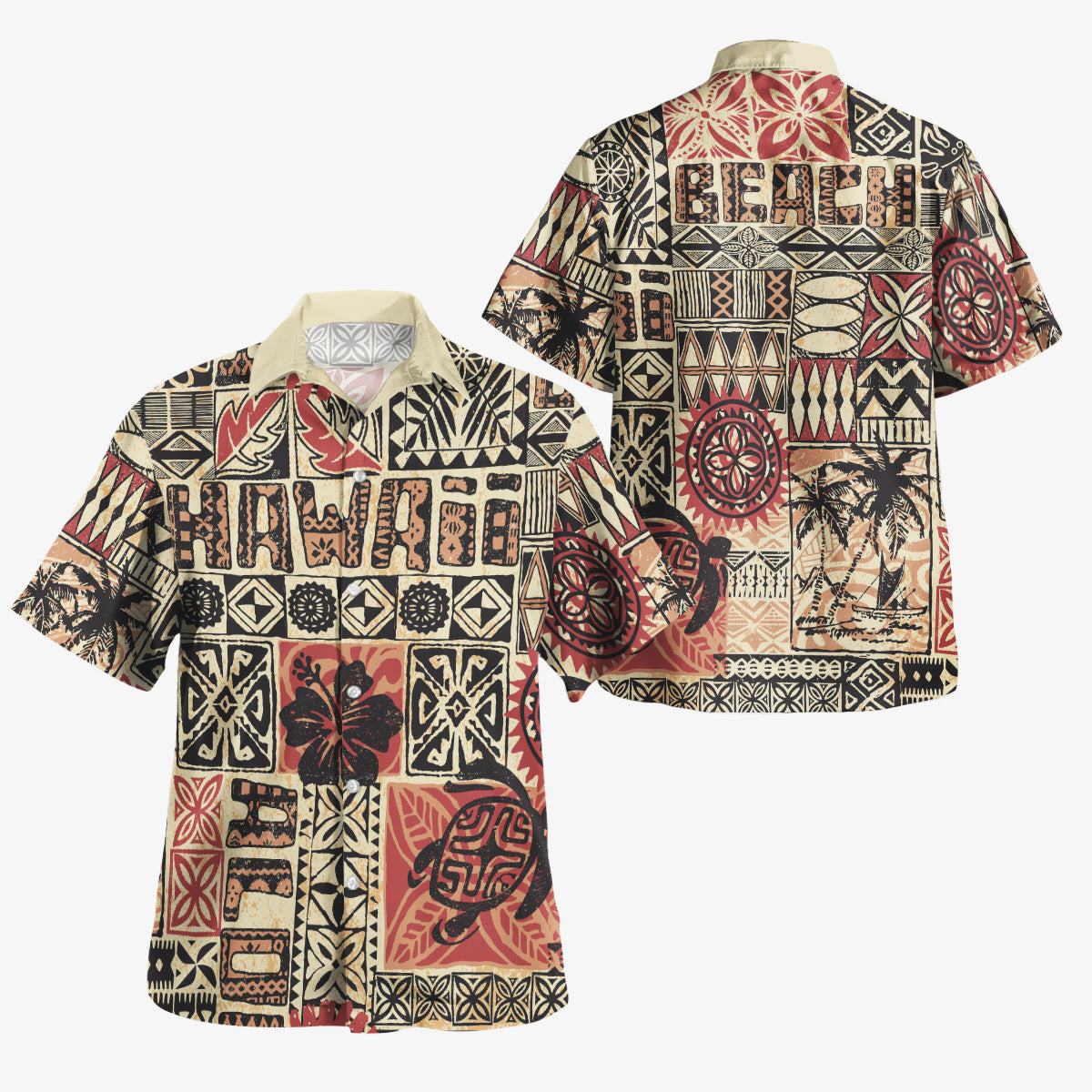Hawaii Combo Puletasi And Shirt Hawaiian Style Tribal Fabric Patchwork