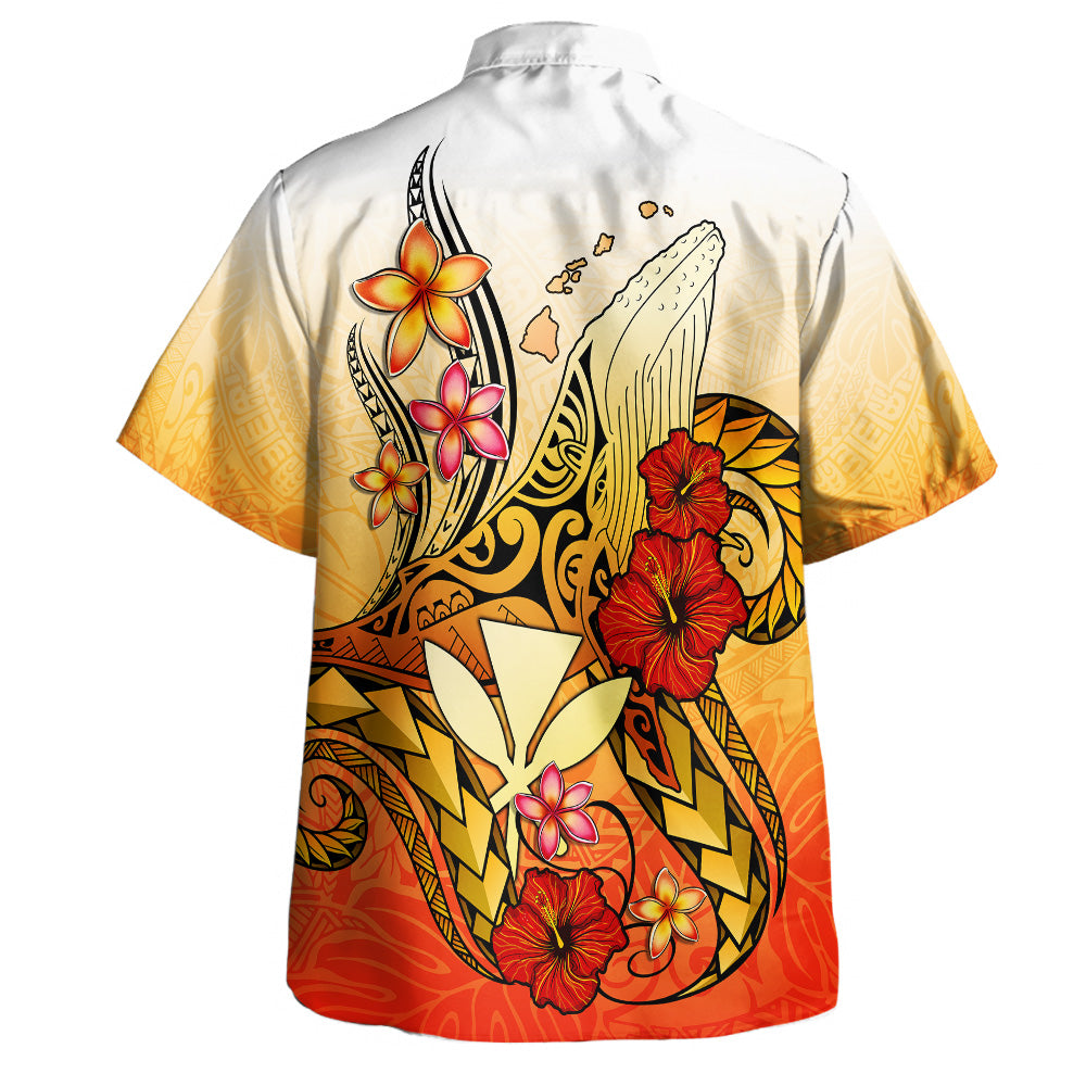 Hawaii Hawaiian Shirt Humpback Whale with Hibiscus Plumeria