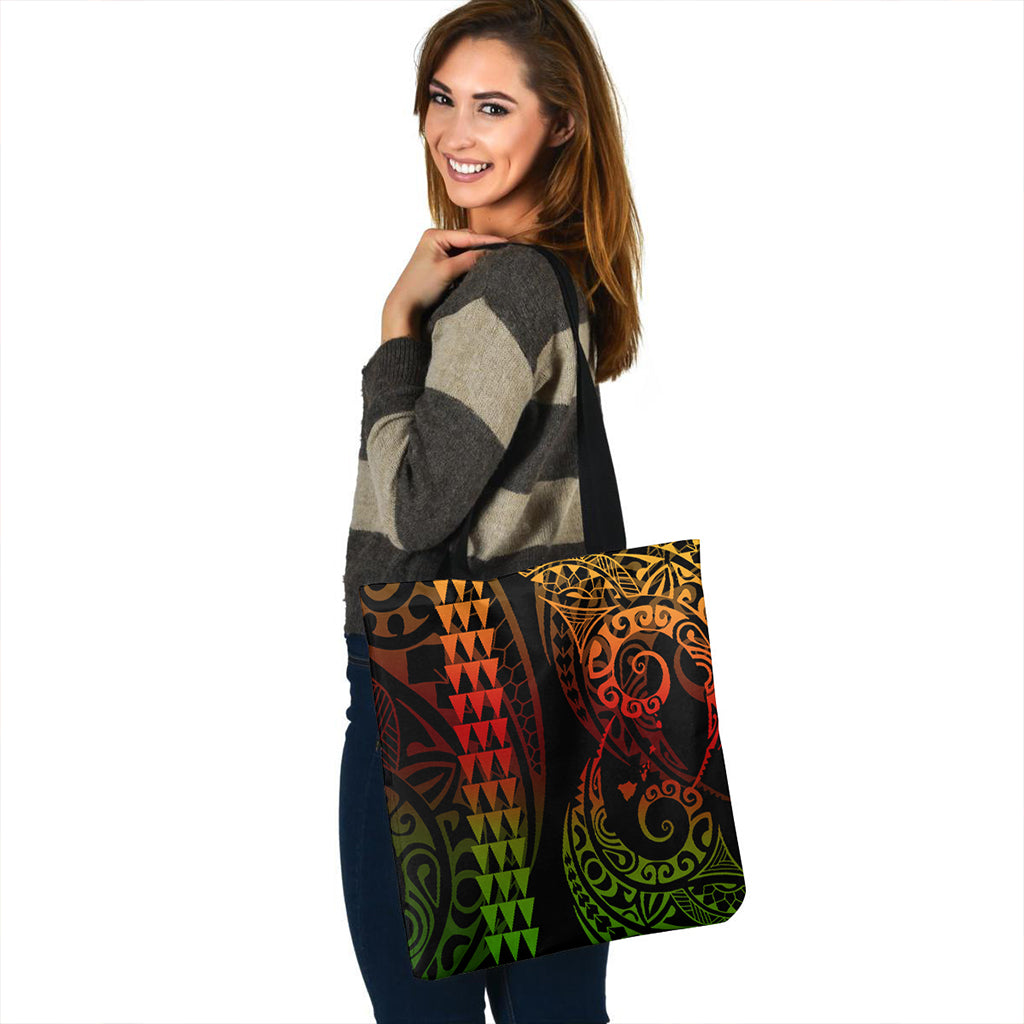 Hawaii Tote Bag Map Kakau Style Reggae