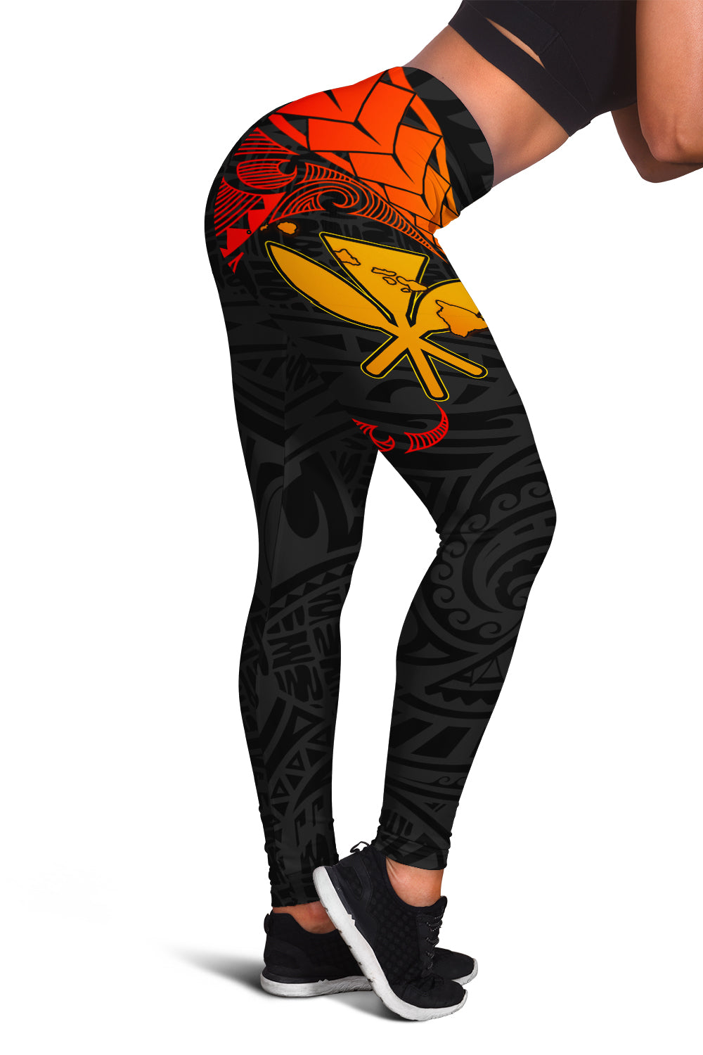 Hawaii Legging - Hawaii Map Kanaka Polynesian Legging