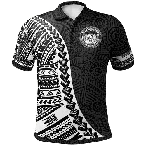Hawaii Polo Shirt - Polynesian Patterns And Map