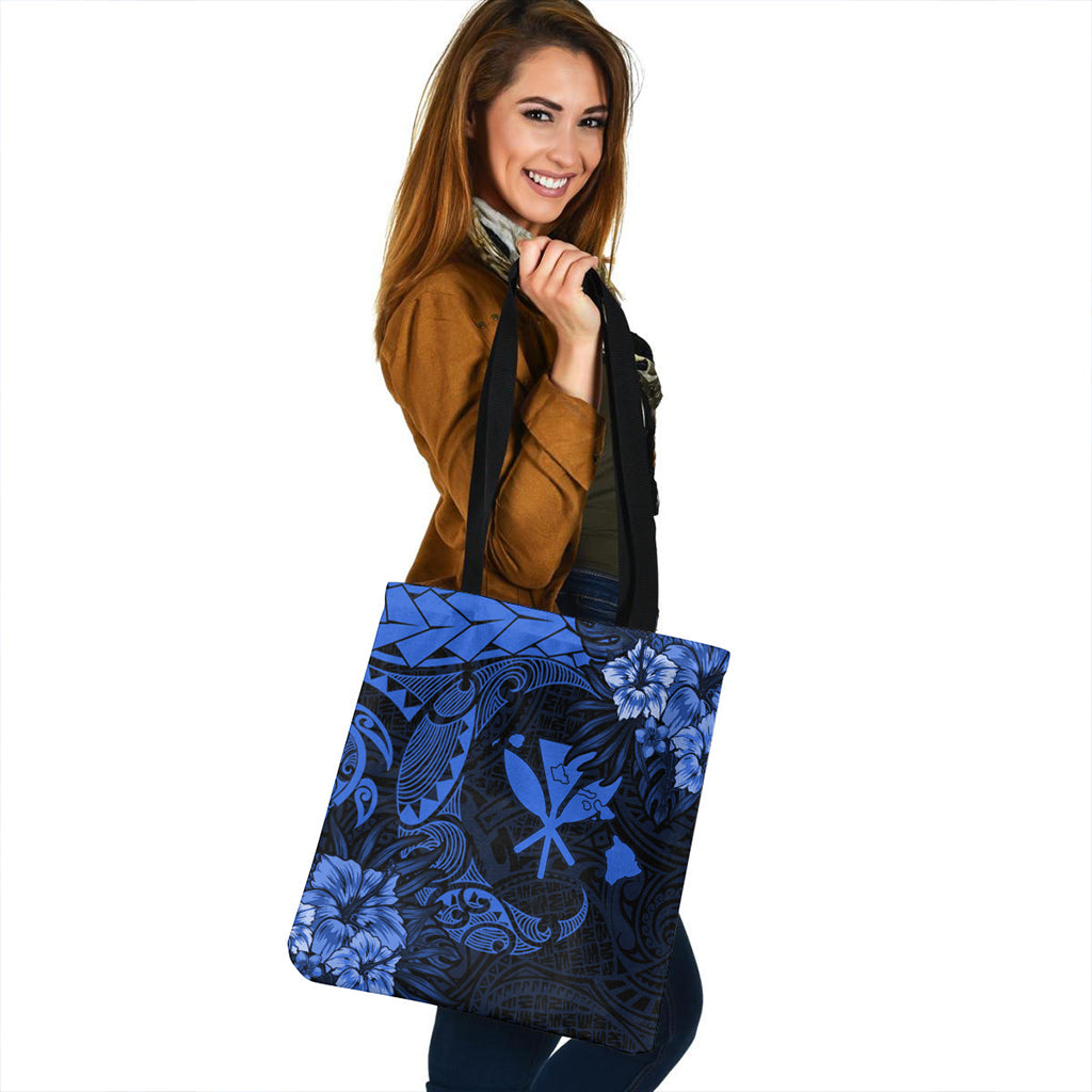Hawaii Tote Bag Polynesian Turtle Tropical Blue