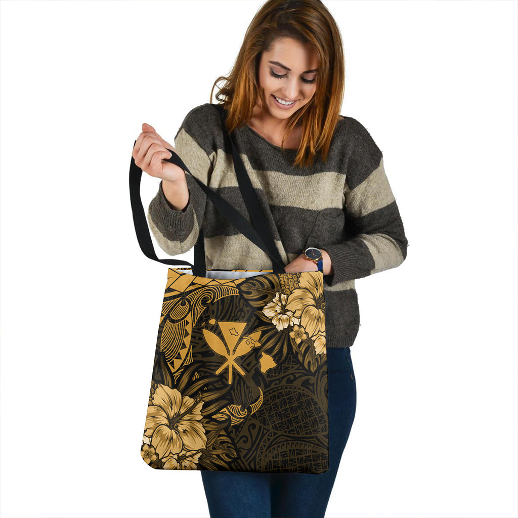 Hawaii Tote Bag Polynesian Turtle Tropical Golden